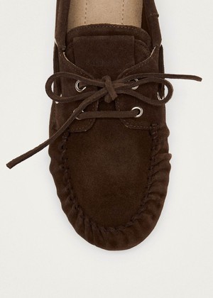 Rowan Suede Brown Leather Loafers from Alohas