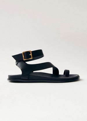 Myles Black Leather Sandals from Alohas