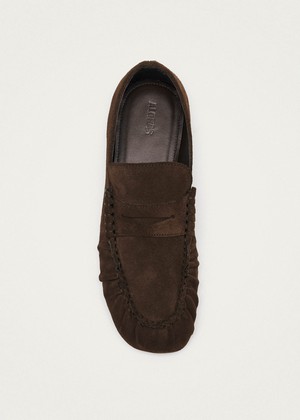 Aven Suede Brown Leather Loafers from Alohas