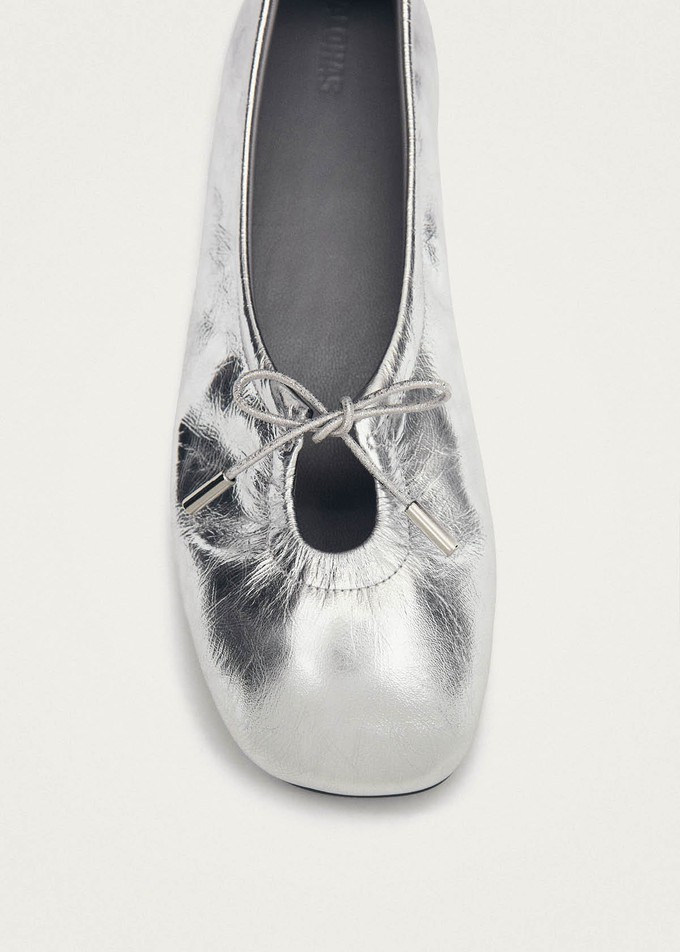Rosalind Shimmer Silver Leather Ballet Flats from Alohas