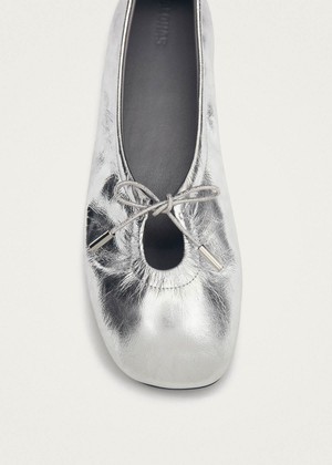 Rosalind Shimmer Silver Leather Ballet Flats from Alohas