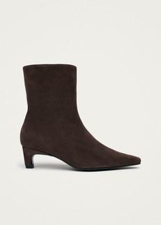 Ambar Suede Brown Leather Ankle Boots via Alohas