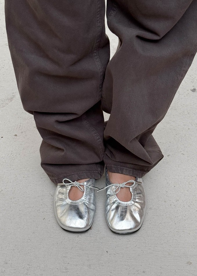 Rosalind Shimmer Silver Leather Ballet Flats from Alohas