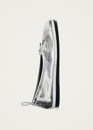 Rosalind Shimmer Silver Leather Ballet Flats from Alohas