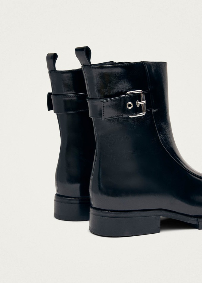 Agyness Black Leather Ankle Boots from Alohas