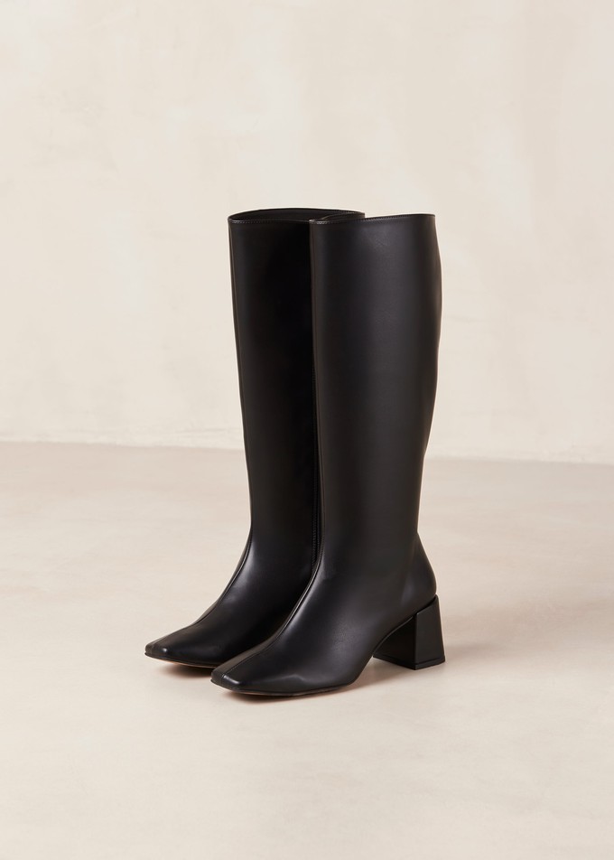 Chalk Black Vegan Leather Boots from Alohas