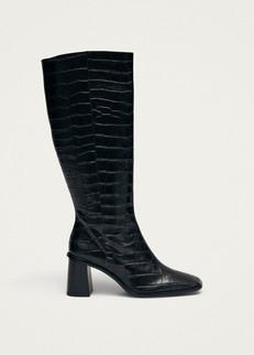 East Alli Total Black Leather Boots via Alohas