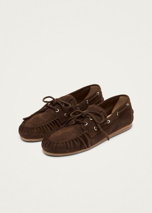 Rowan Suede Brown Leather Loafers from Alohas