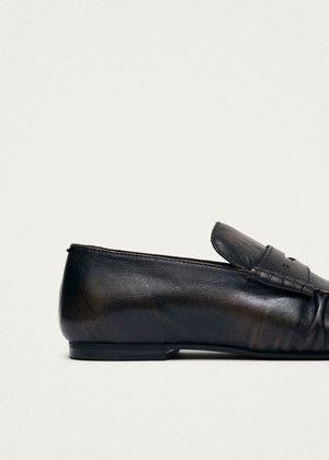 Aven Vintage Effect Brown Leather Loafers from Alohas