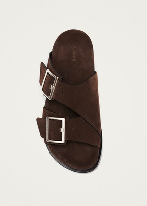 Alba Suede Brown Leather Sandals from Alohas