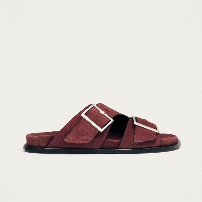 Alba Suede Burgundy Leather Sandals from Alohas