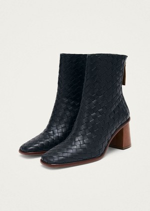 West Braided Black Leather Ankle Boots from Alohas