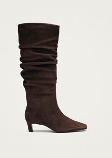 Kalila Suede Brown Leather Boots via Alohas
