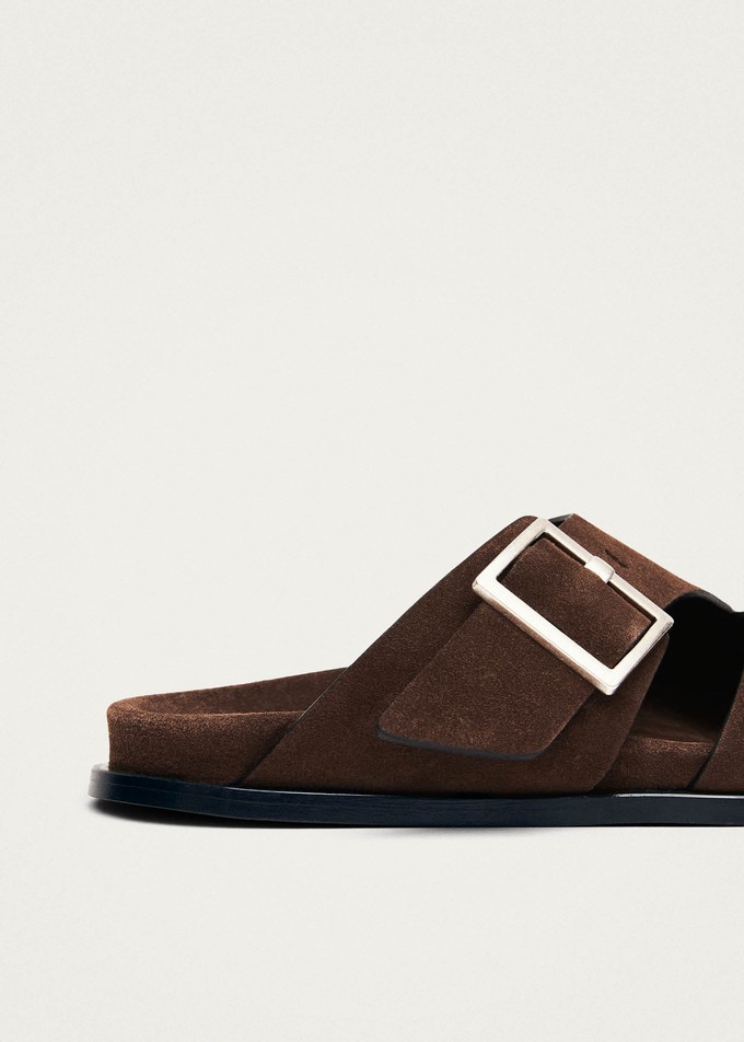Alba Suede Brown Leather Sandals from Alohas