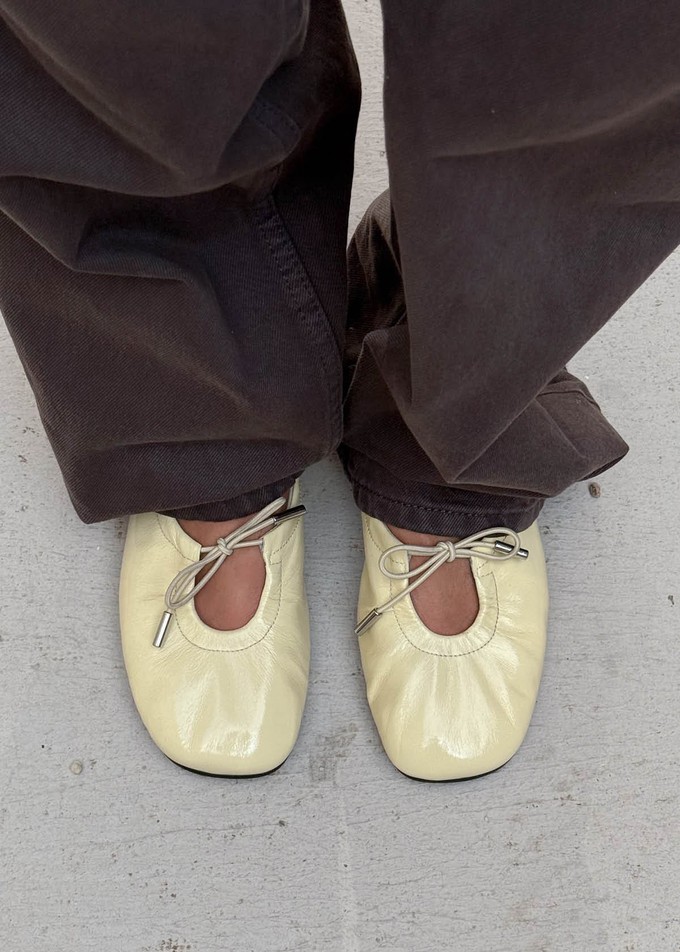 Rosalind Patent Vanilla Leather Ballet Flats from Alohas