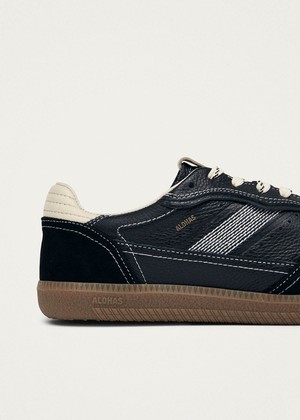 Tb.490 Rife Grain Black & Cream Leather Sneakers from Alohas