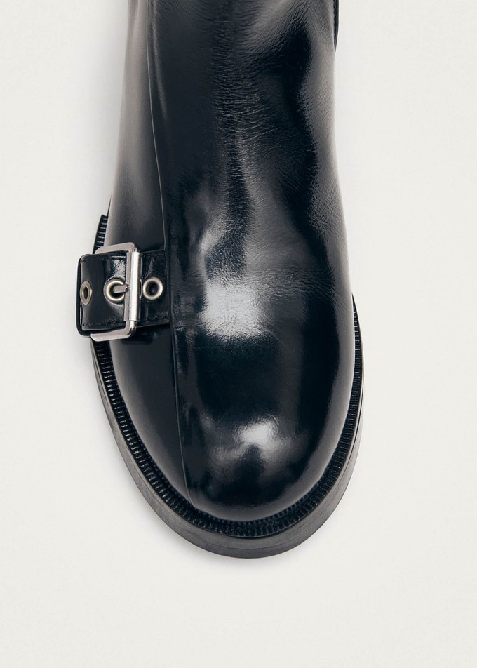 Agyness Black Leather Ankle Boots from Alohas