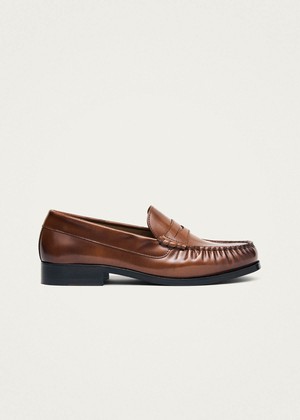 Rivet Vintage Effect Tan Leather Loafers from Alohas