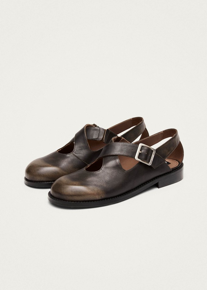 Marion Brushed Tan Leather Ballet Flats from Alohas