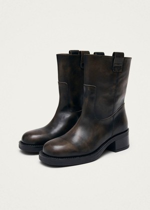Rajan Vintage Effect Brown Leather Boots from Alohas
