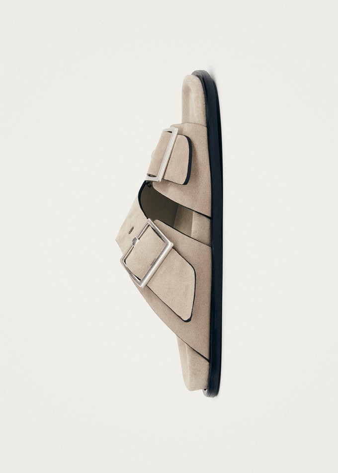 Alba Suede Beige Leather Sandals from Alohas
