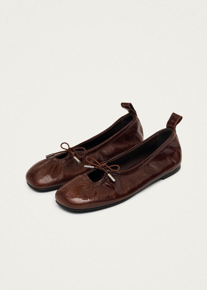 Rosalind Patent Brown Leather Ballet Flats from Alohas