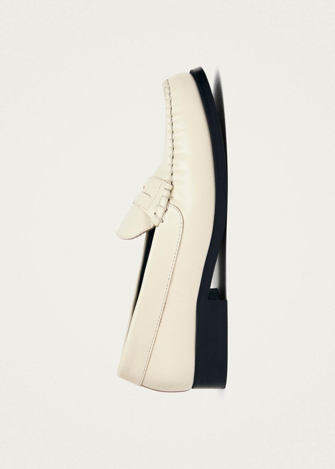 Rivet Cream Leather Loafers from Alohas