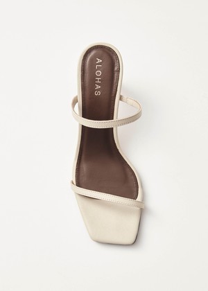 Cannes Beige Leather Sandals from Alohas