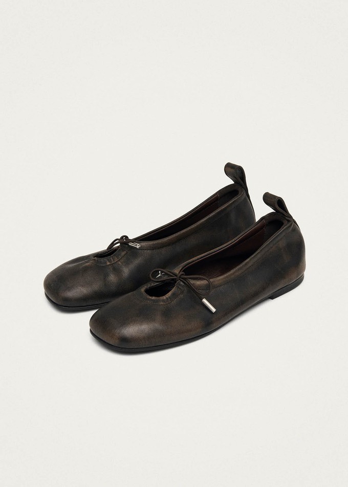 Rosalind Brushed Brown Leather Ballet Flats from Alohas