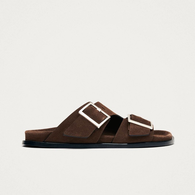 Alba Suede Brown Leather Sandals from Alohas