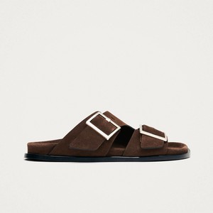 Alba Suede Brown Leather Sandals from Alohas