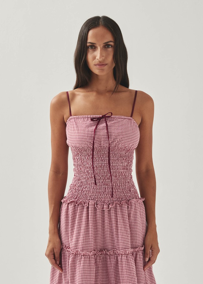 Masami Checks Burgundy Dress from Alohas