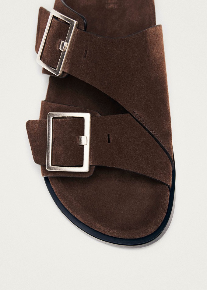 Alba Suede Brown Leather Sandals from Alohas