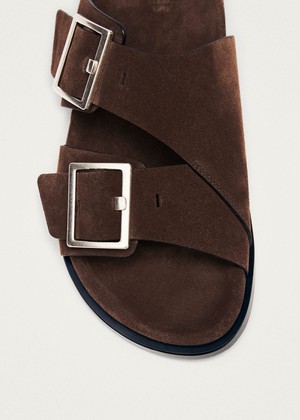 Alba Suede Brown Leather Sandals from Alohas