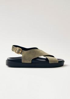 Nico Suede Khaki Leather Sandals via Alohas