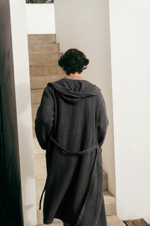 Men's waffle bathrobe in Charcoal from AmourLinen