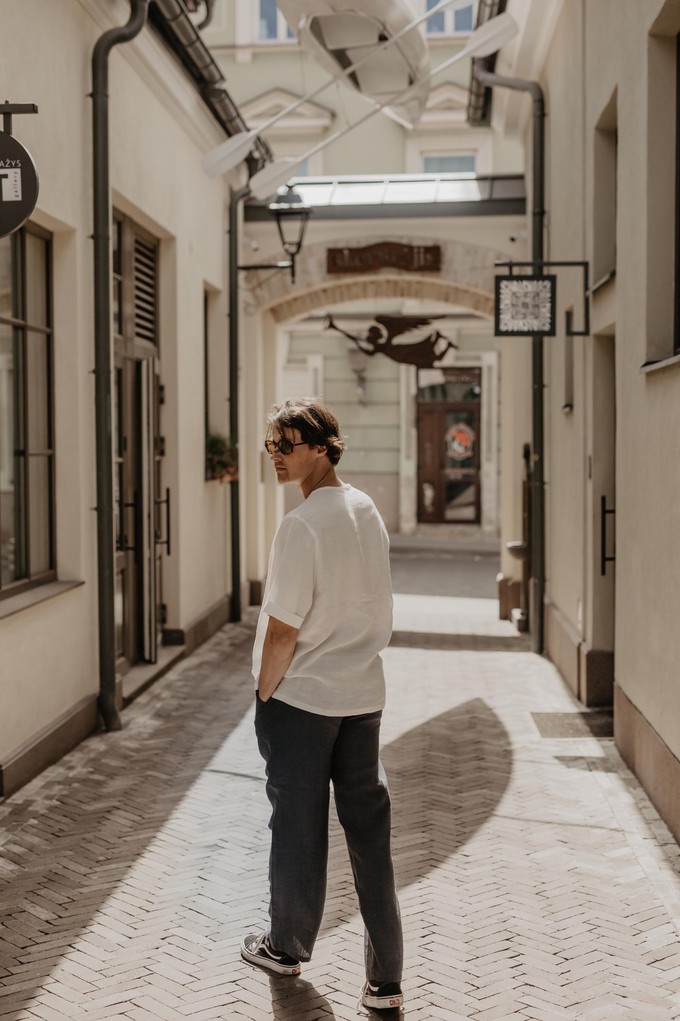 Adonis classic linen pants in Charcoal from AmourLinen