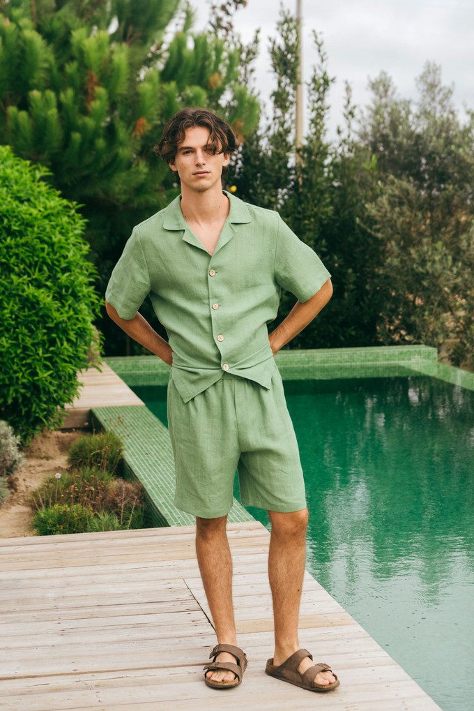 Aspen linen loungewear set in Matcha Green from AmourLinen