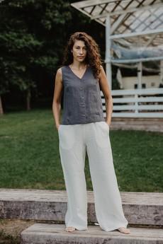 Linen button top Tunis in Charcoal | sale via AmourLinen