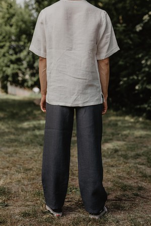 Adonis classic linen pants in Charcoal from AmourLinen