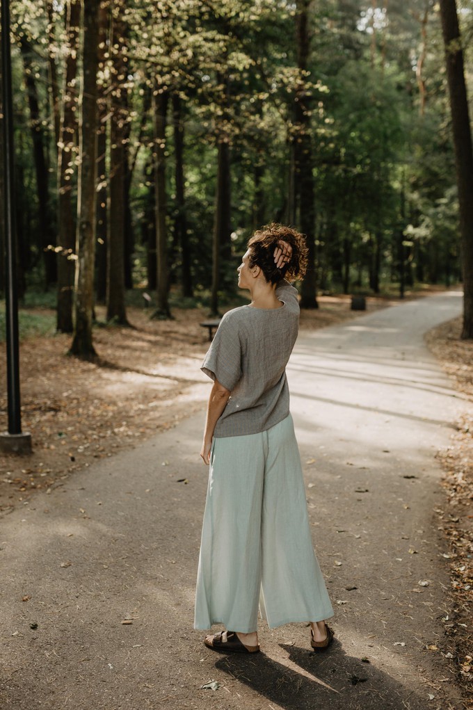 Isabella wide linen pants in Sage Green from AmourLinen