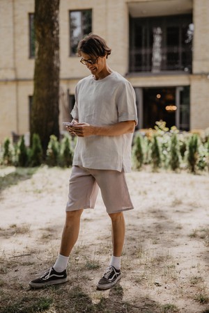 Atlas oversized linen top in Cream from AmourLinen