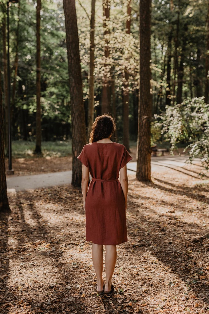 Rome linen wrap dress in Terracotta from AmourLinen