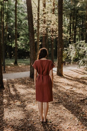 Rome linen wrap dress in Terracotta from AmourLinen