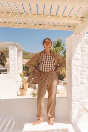 Marrakesh oversized linen shirt in Rosy Brown from AmourLinen