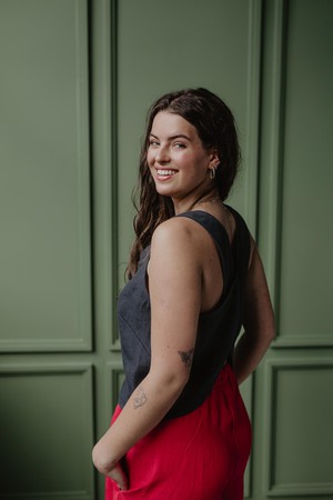 Ella pinafore linen top in Charcoal from AmourLinen Ella pinafore linen top in Charcoal from AmourLinen