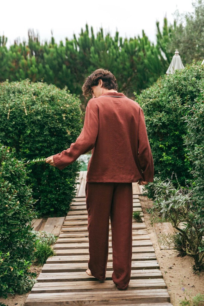 Harry linen pajama set in Terracota from AmourLinen
