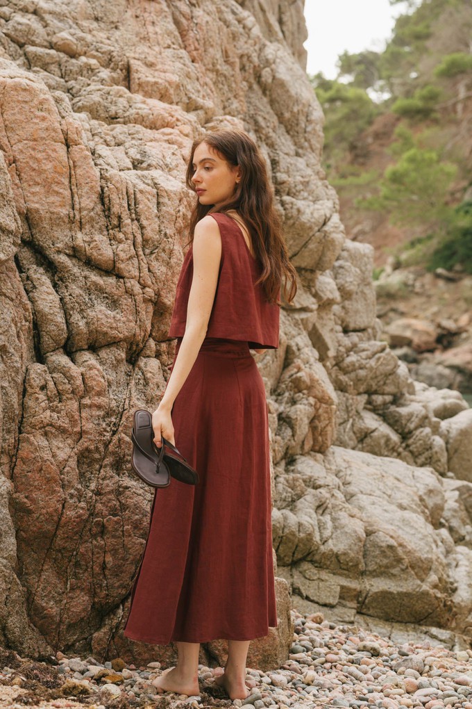Iris linen wrap skirt in Terracotta from AmourLinen