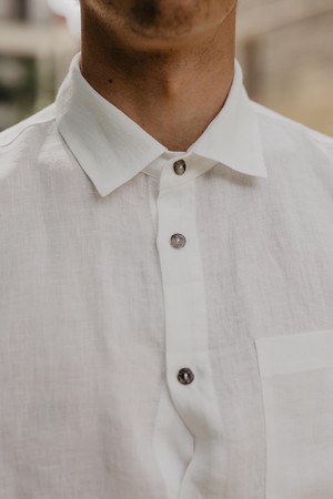 Magnus oversized short sleeve linen shirt in White from AmourLinen
