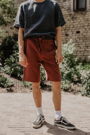 Hermes classic linen shorts in Terracotta from AmourLinen